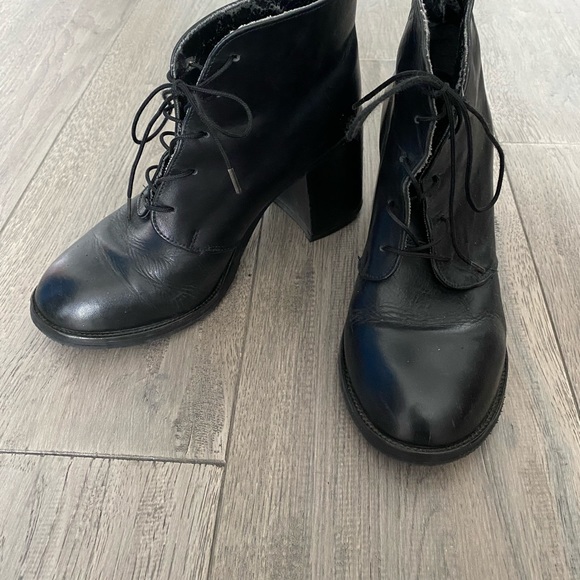 Black Leather Ankle Boots - Picture 1 of 6